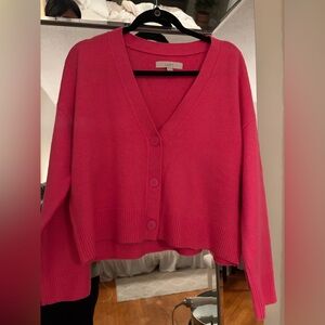 Loft hot pink cardigan sweater size small